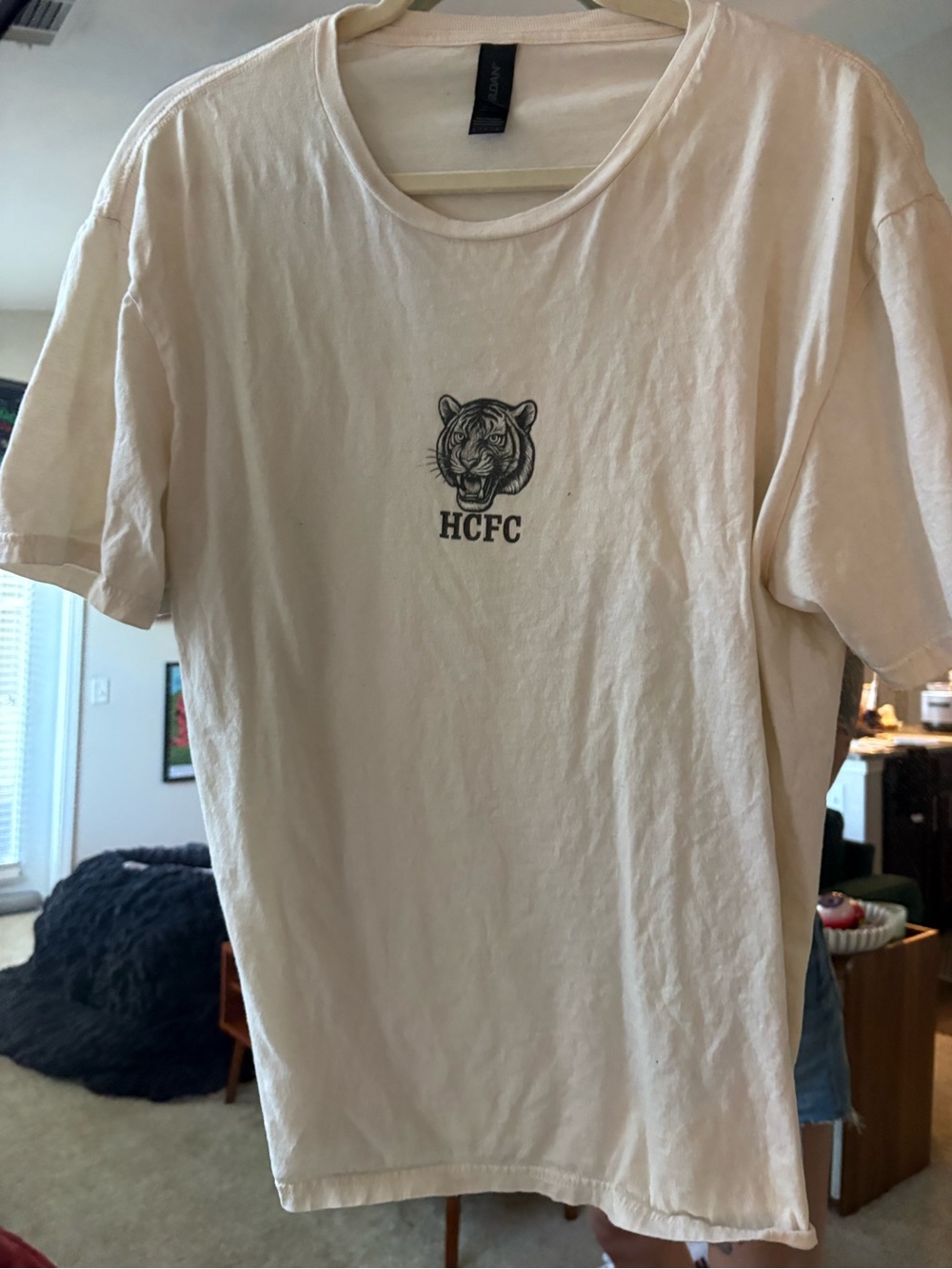 Cream Short-Sleeve Tee with hull city FC HCFC Tiger Chest Logo
